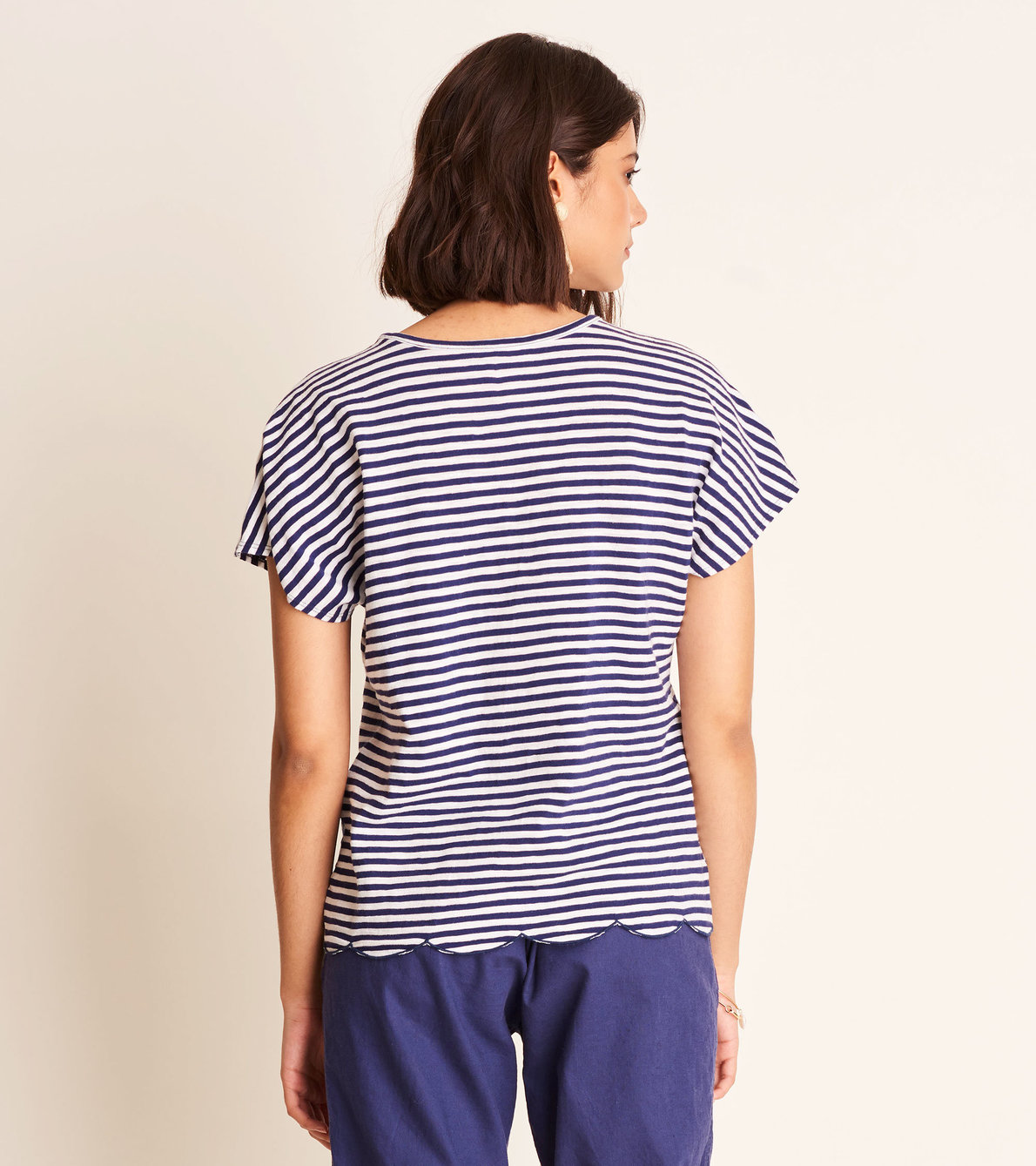 View larger image of Embroidered Tee - Blue Stripes
