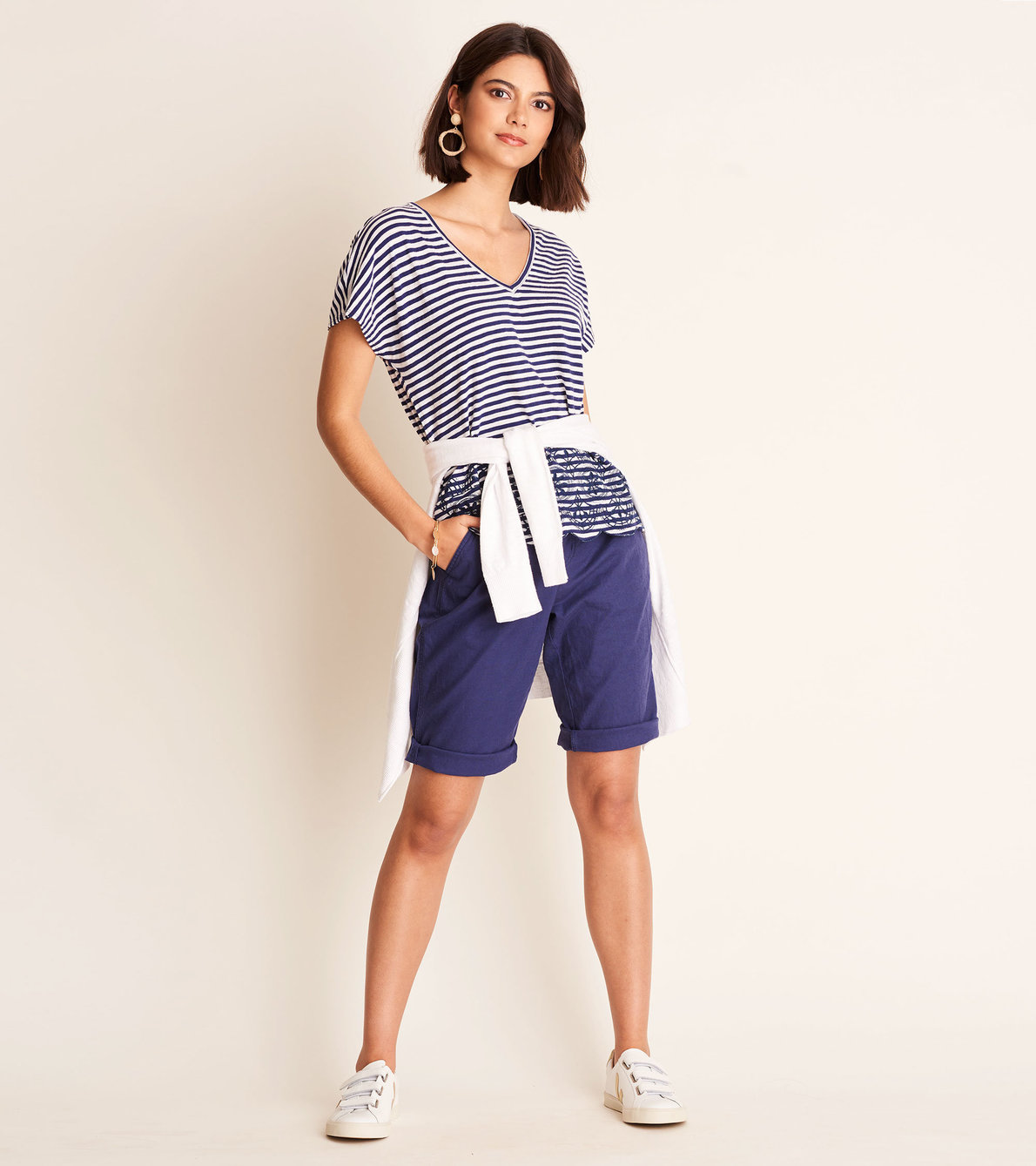 View larger image of Embroidered Tee - Blue Stripes