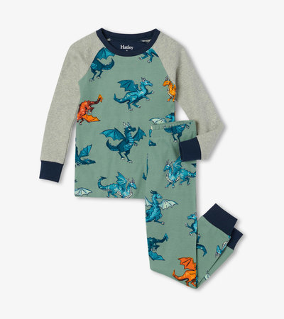 Pyjama en coton biologique avec haut à manches raglan – Dragons enchantés