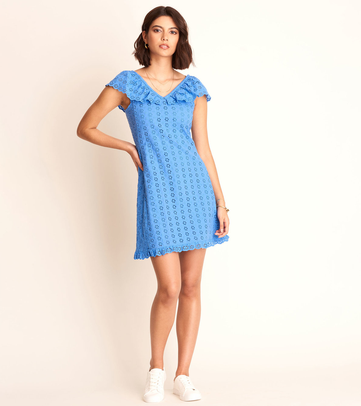 View larger image of Eyelet Shift Dress - Periwinkle