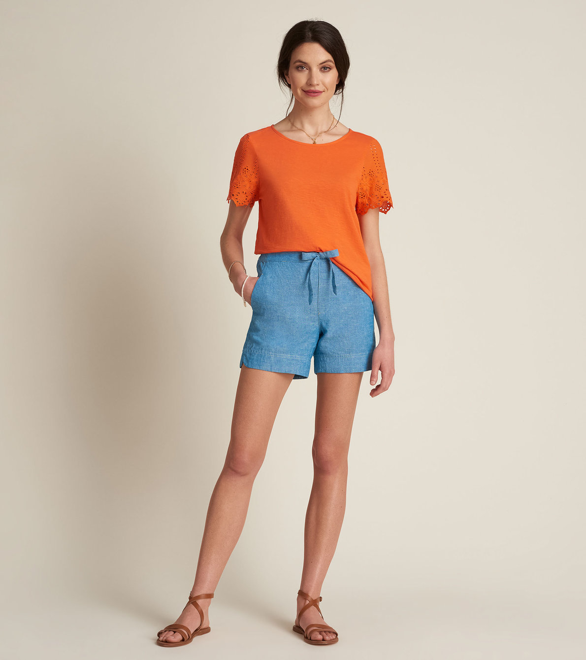 View larger image of Eyelet Tee - Hot Coral