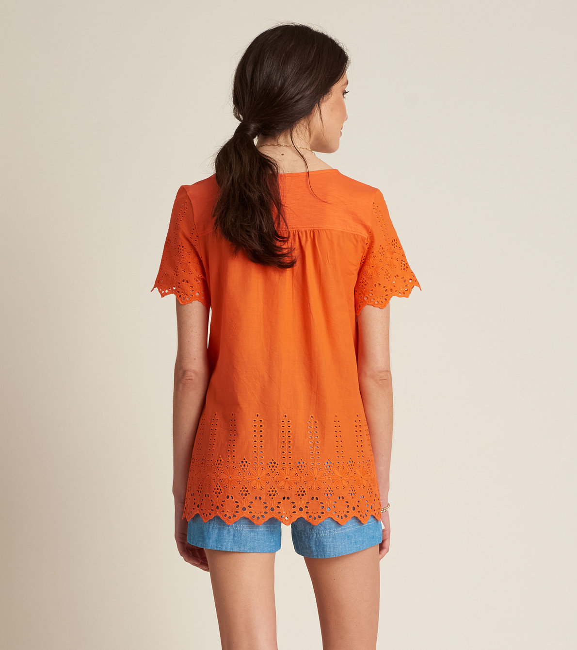 View larger image of Eyelet Tee - Hot Coral