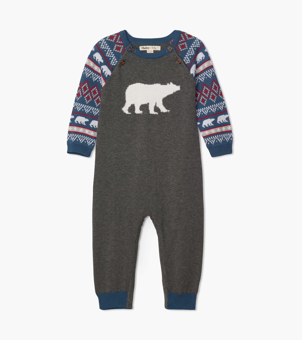 View larger image of Fair Isle Polar Bears Baby Sweater Romper