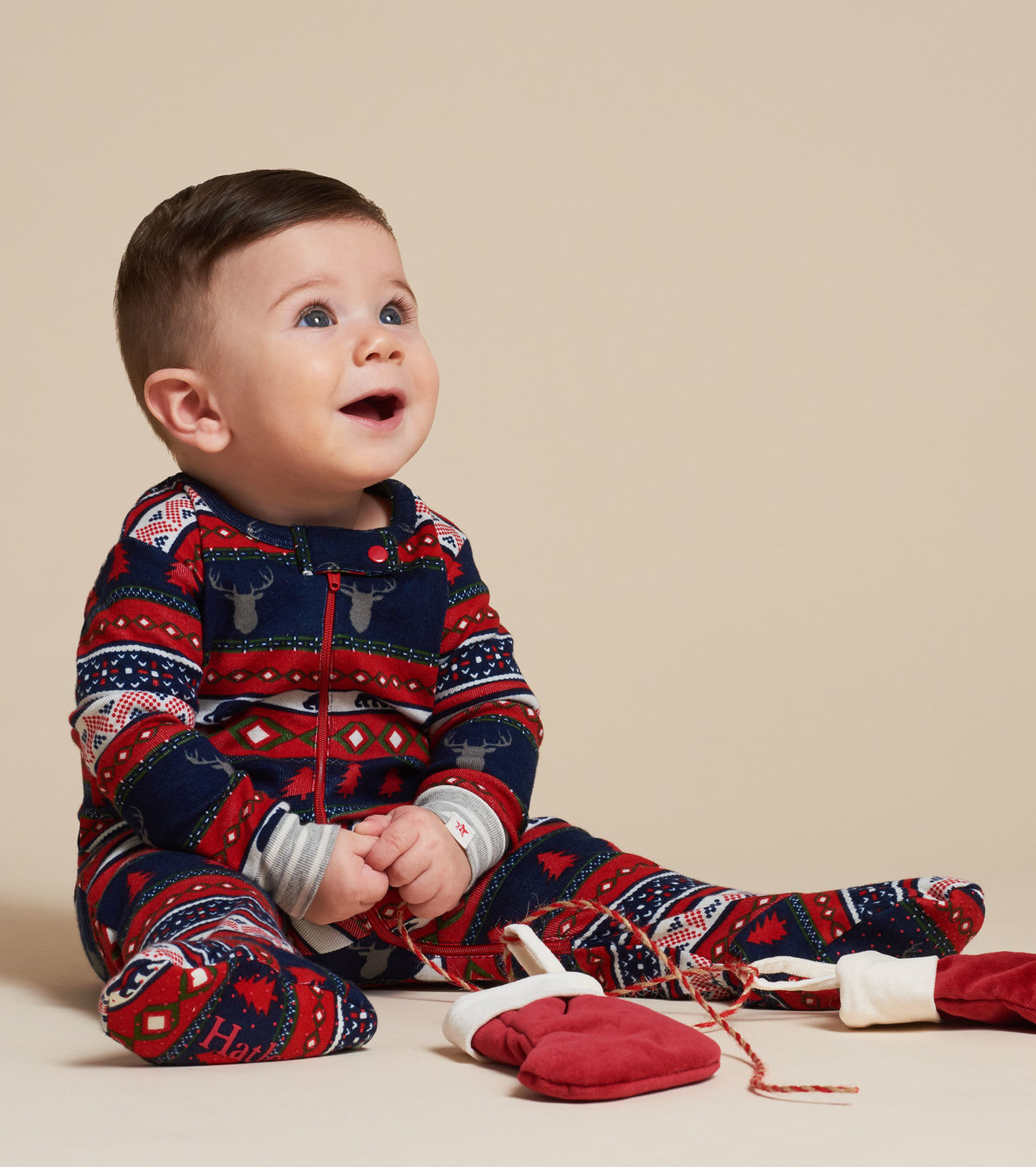 View larger image of Fair Isle Stags Organic Cotton Footed Coverall