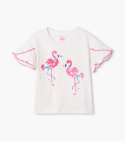 T-shirt à manches flottantes – Flamants roses raffinés