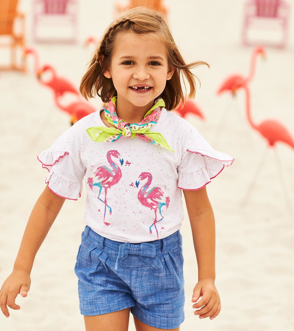 View larger image of Fancy Flamingo Flutter Sleeve Tee