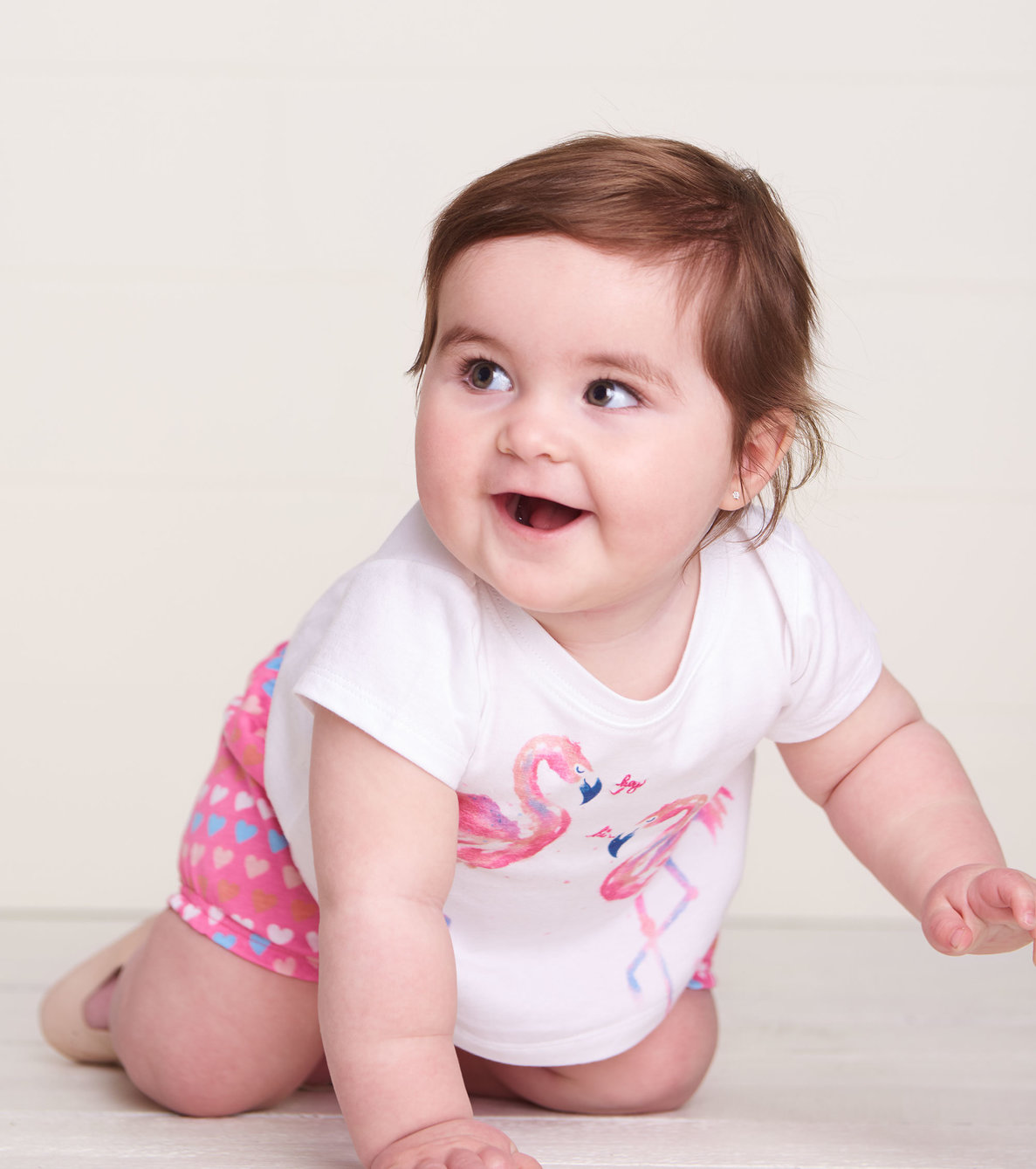 Agrandir l'image de T-shirt pour bébé – Flamants roses raffinés