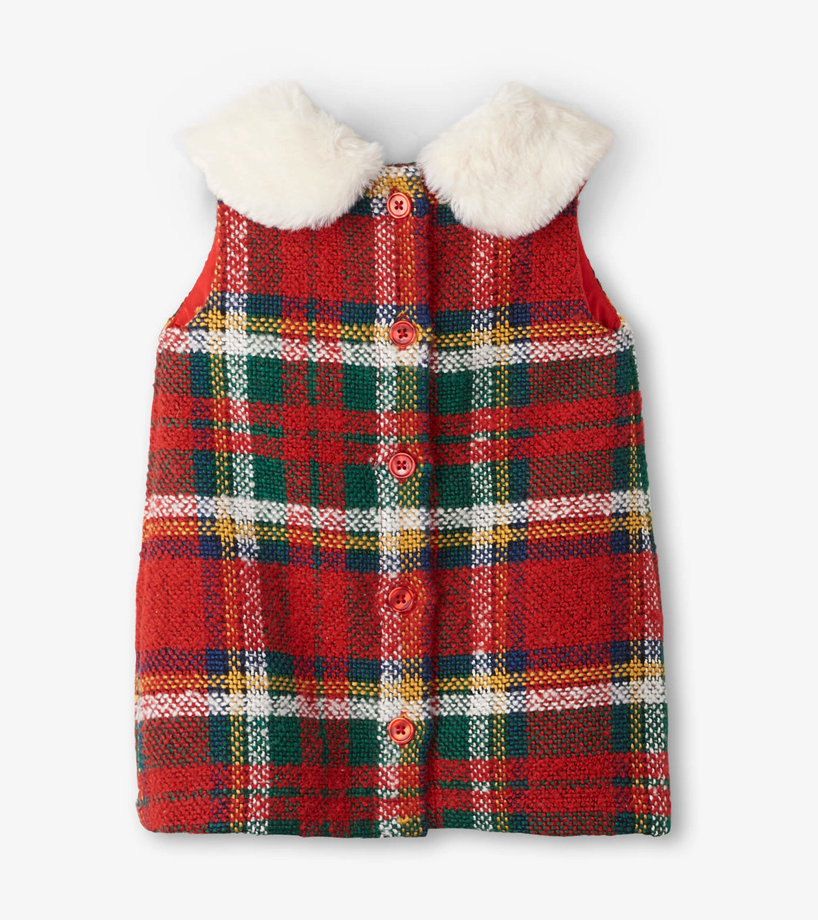 View larger image of Faux Fur Collar Tartan Baby Shift Dress