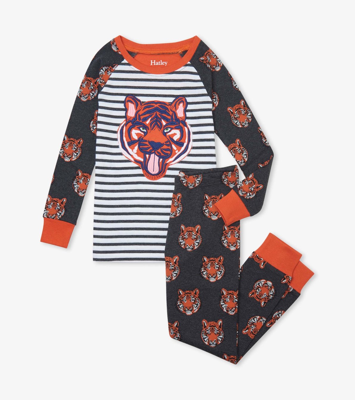 Agrandir l'image de Pyjama en coton biologique avec haut à manches raglan – Tigres féroces