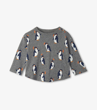 T-shirt à manches longues pour bébé – Pingouins à la pêche
