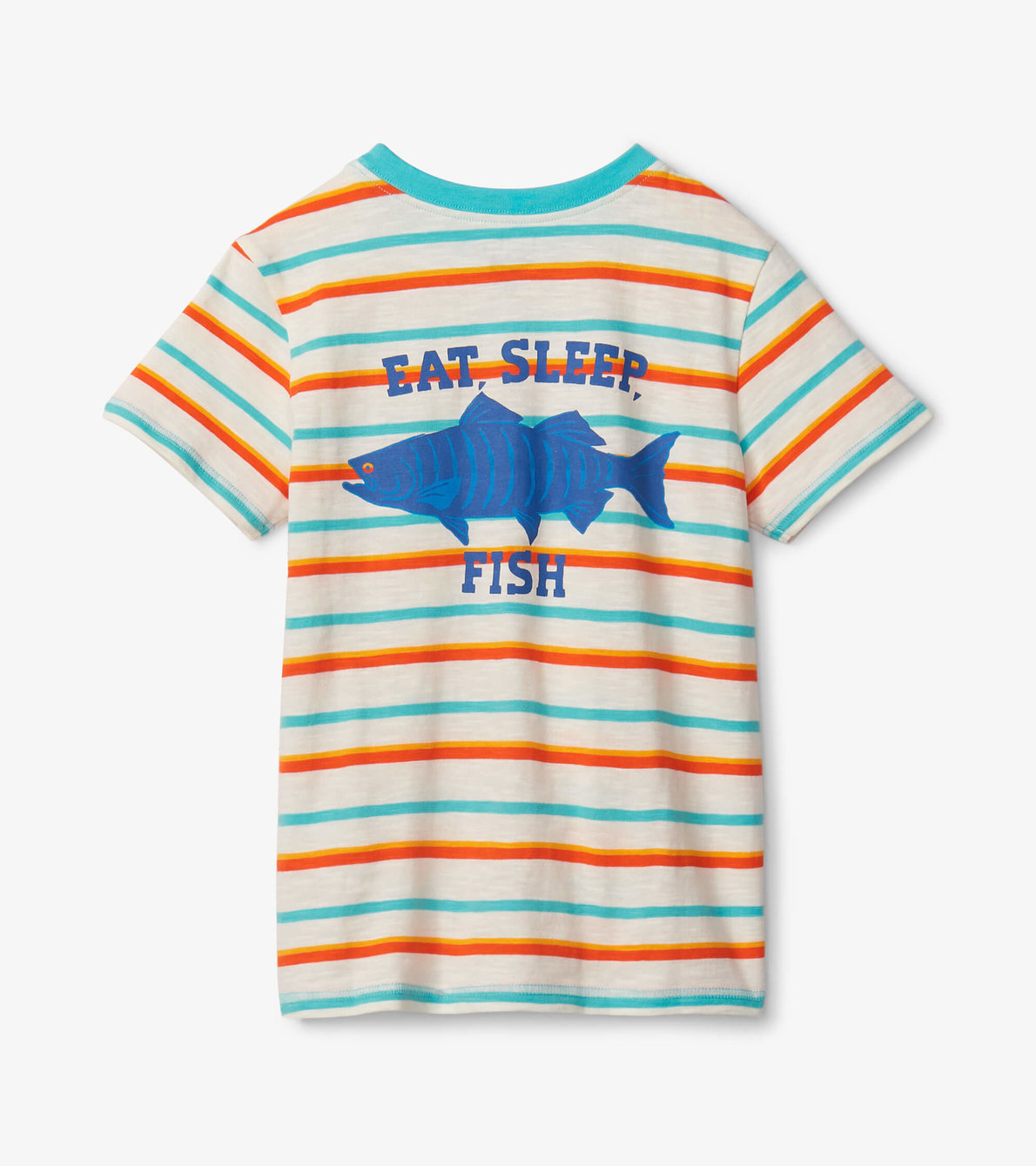 Agrandir l'image de T-shirt avec poche – Rayures de pêche