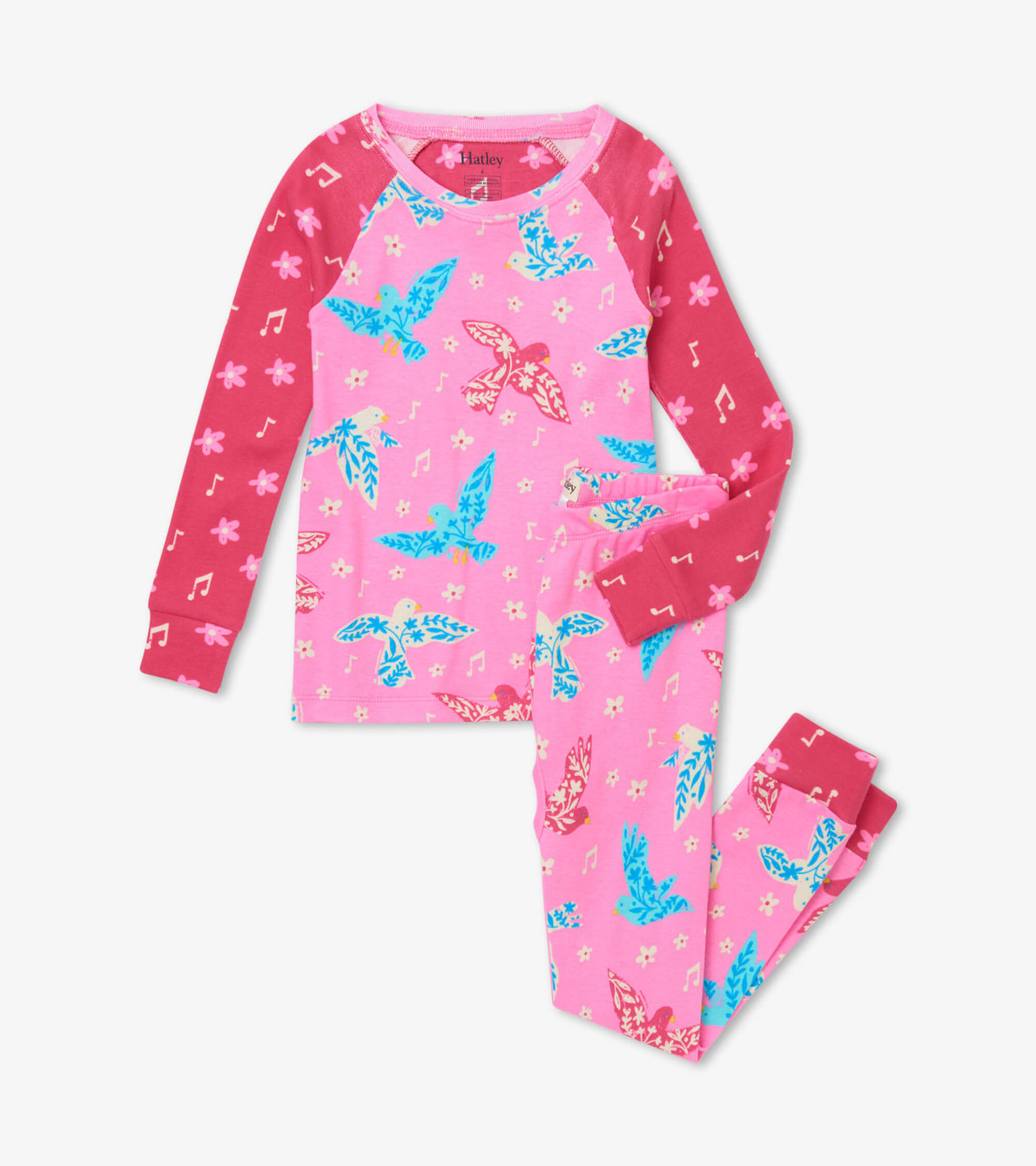 View larger image of Floral Birds Organic Cotton Raglan Pajama Set