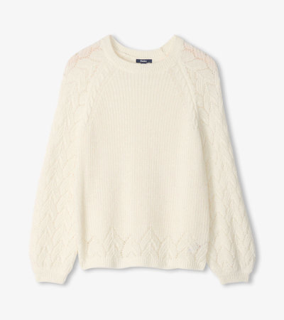 Pull en tricot Floral – Dentelle blanche