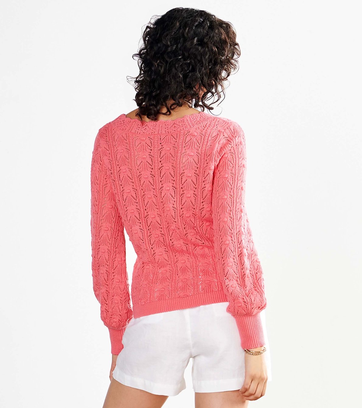 View larger image of Floral Pointelle Sweater - Coral Strawberry
