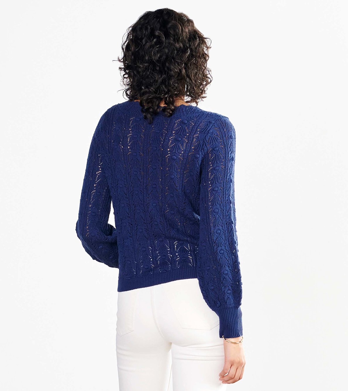 View larger image of Floral Pointelle Sweater - Navy