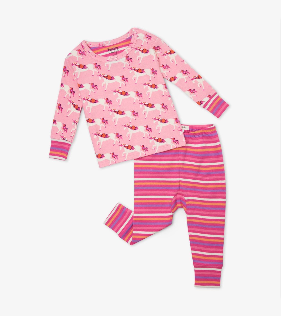Agrandir l'image de Pyjama en coton biologique pour bébé – Licornes fleuries