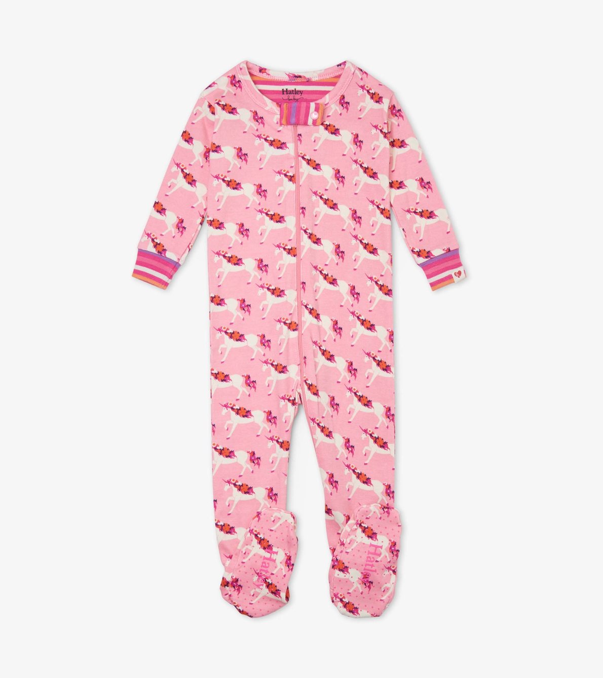 View larger image of Floral Unicorns Organic Cotton Footed Coverall