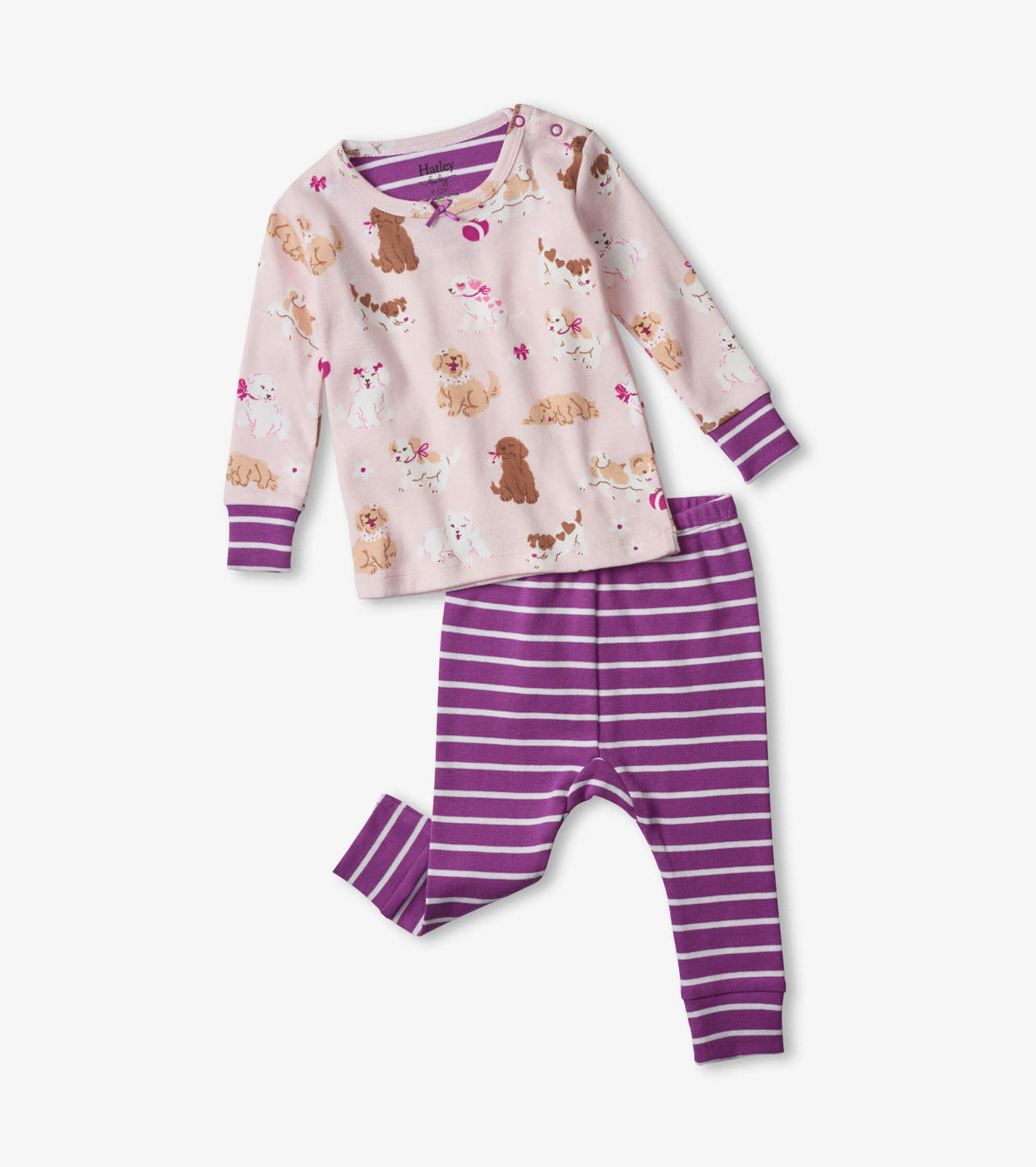 Agrandir l'image de Pyjama en coton biologique pour bébé – Chiots à fleur