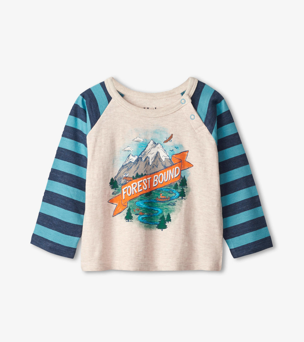 Agrandir l'image de T-shirt à manches raglan pour bébé – Montagne « Forest Bound »