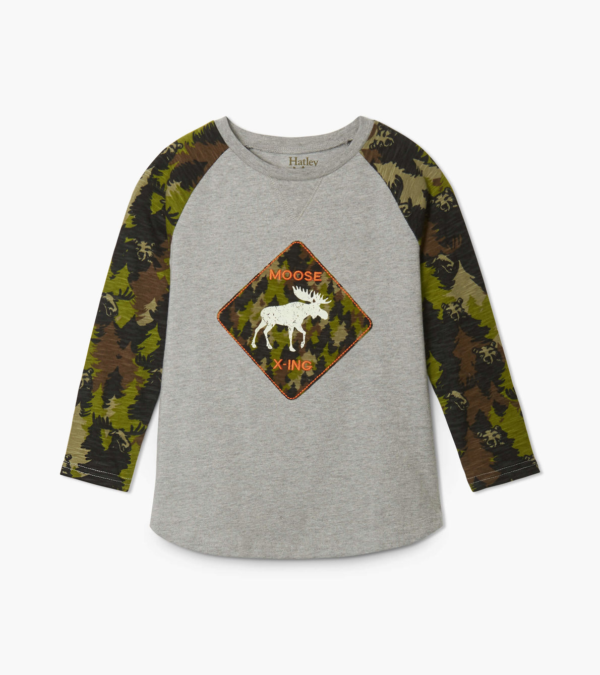 Agrandir l'image de T-shirt à manches raglan – Motif camouflage des bois