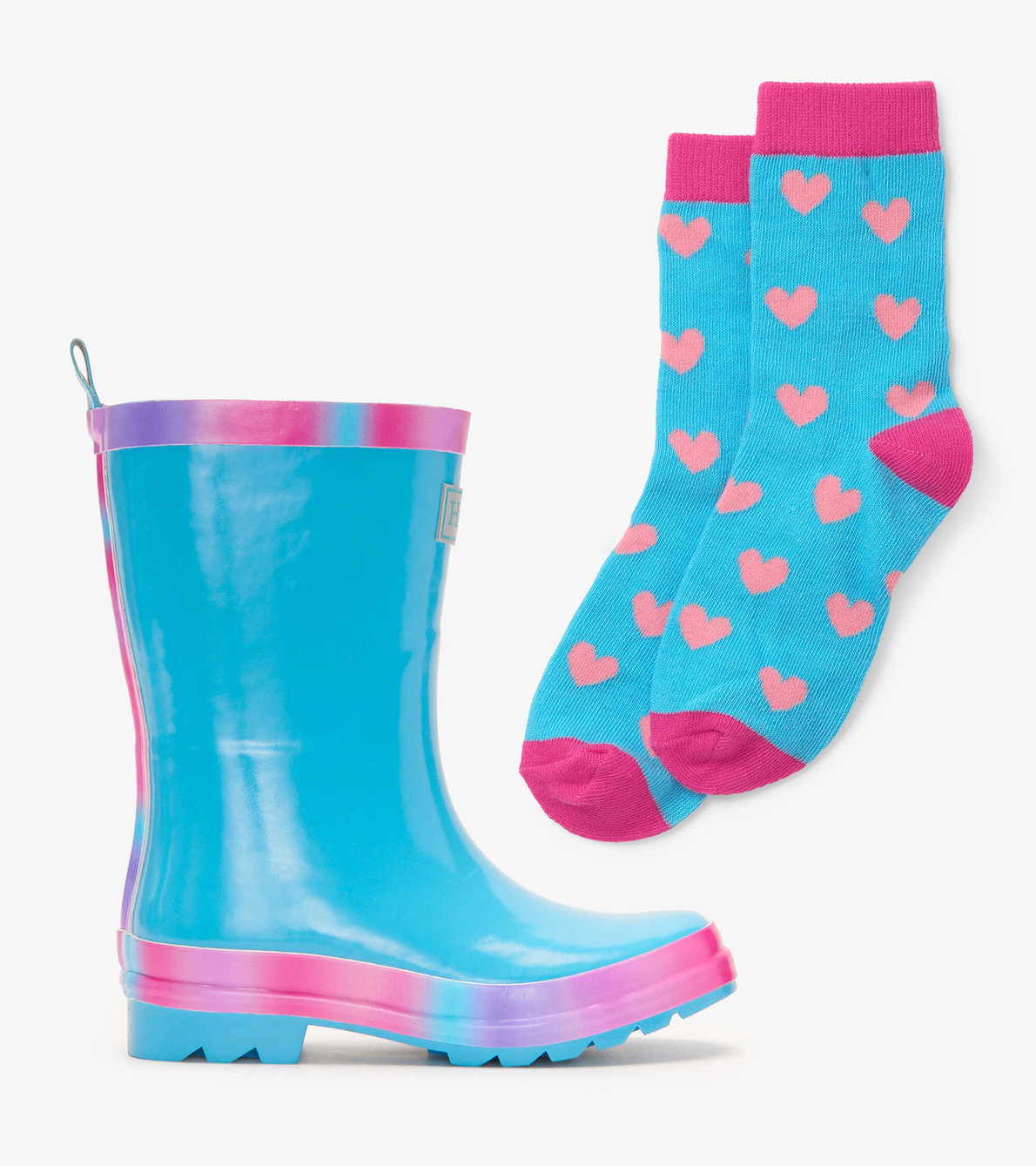 View larger image of Fun Hearts Gradient Shiny Kids Rain Boots