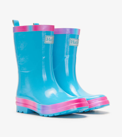 Fun Hearts Gradient Shiny Kids Rain Boots