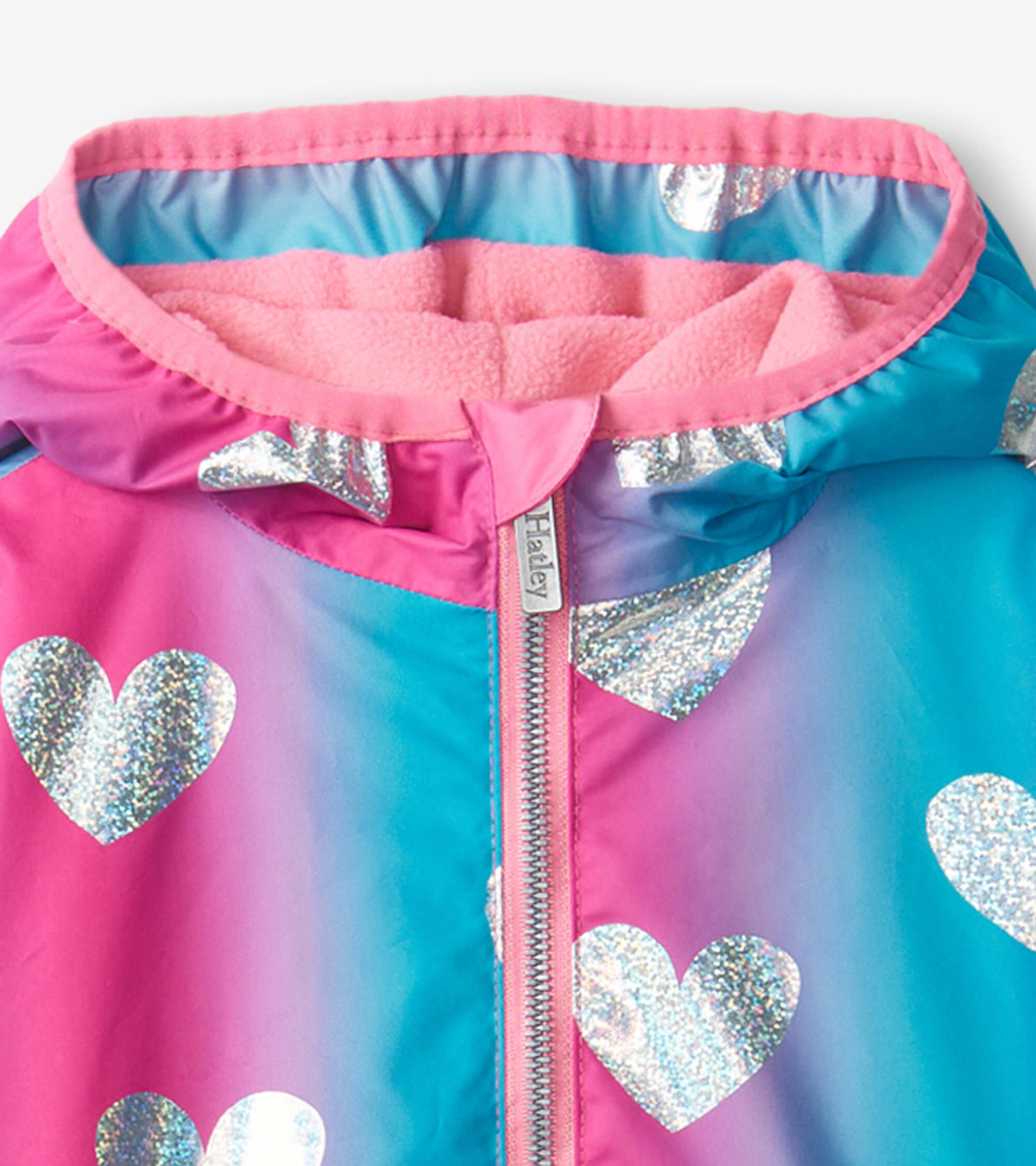 View larger image of Girls Fun Hearts Zip-Up Lightweight Rain Jacket