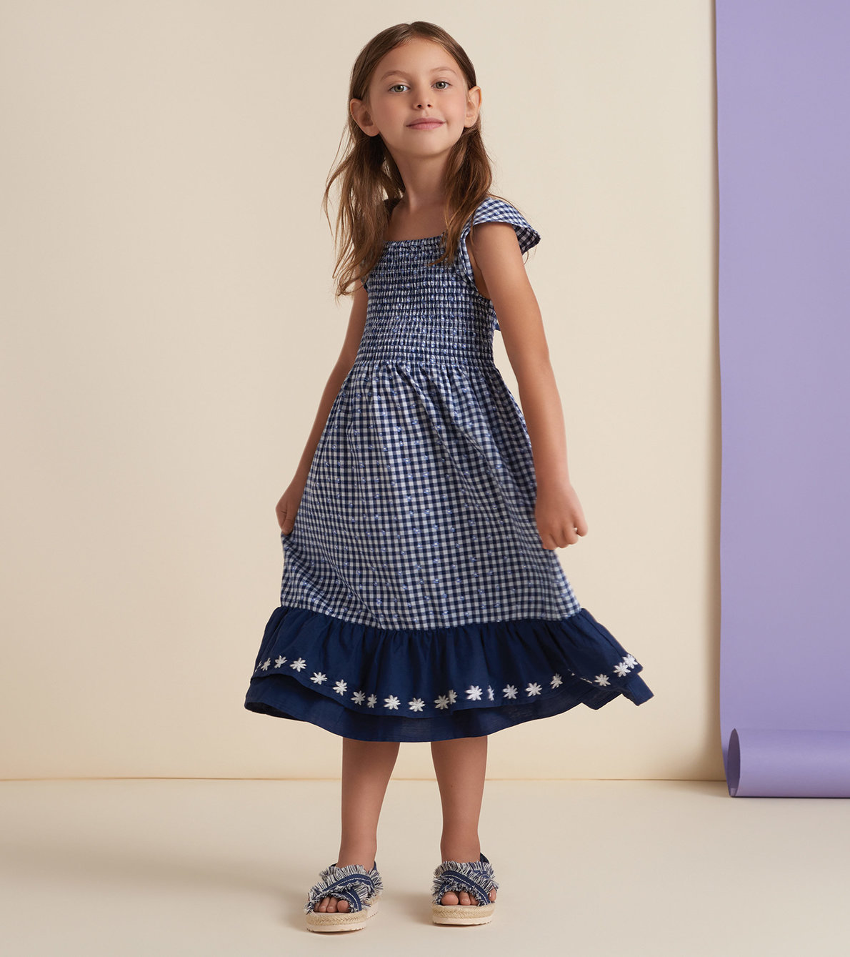 View larger image of Gingham Bow Back Smocked Maxi Dress