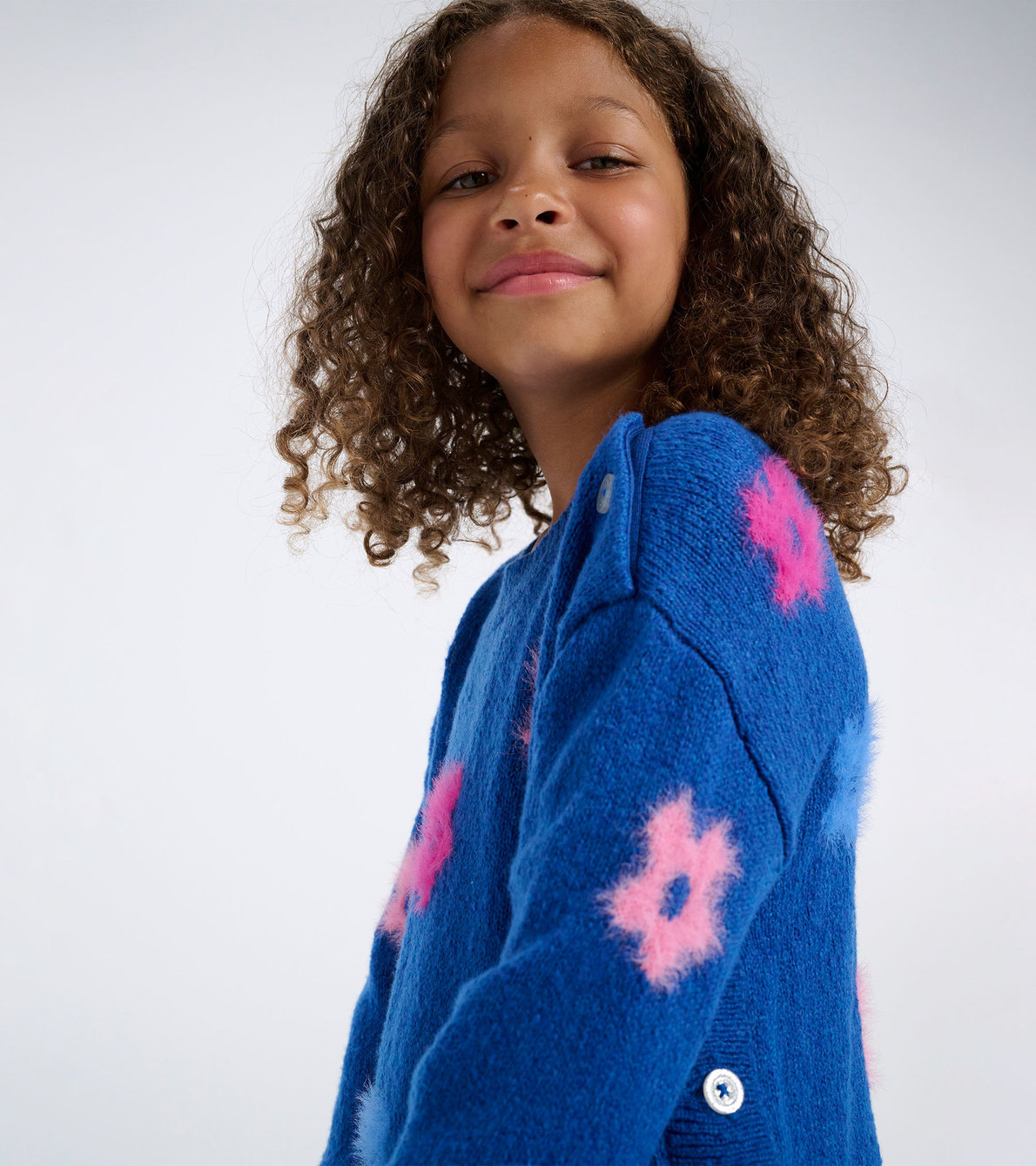 Agrandir l'image de Pull tunique en tricot épais – Fleurs audacieuses
