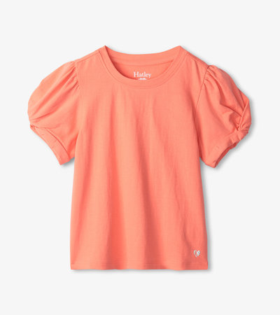 T-shirt à manches torsadées – Corail