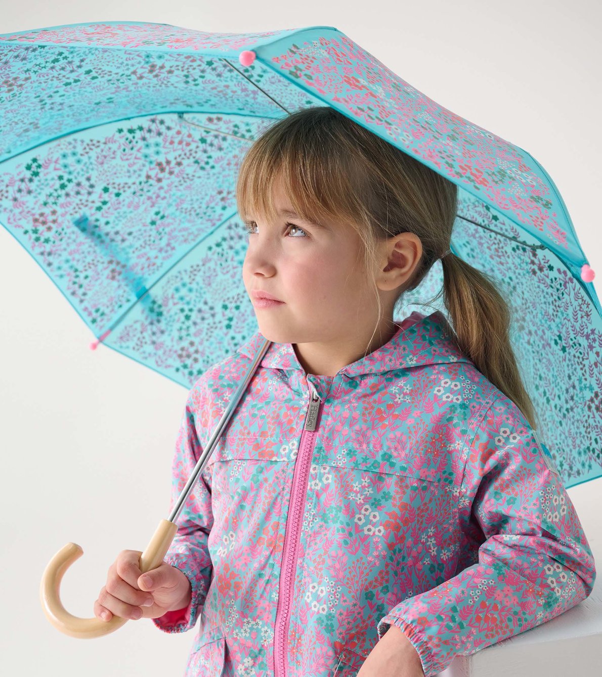 View larger image of Girls Ditsy Floral Zip-Up Lightweight Raincoat
