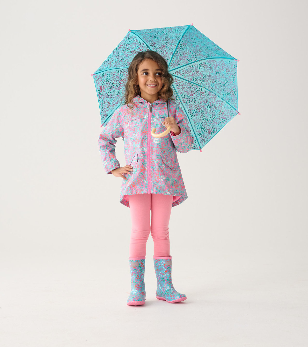 View larger image of Girls Ditsy Floral Zip-Up Lightweight Raincoat