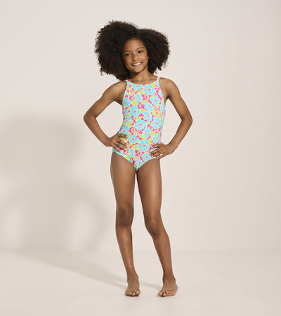 Girls Floating Poppies One-Piece Swimsuit