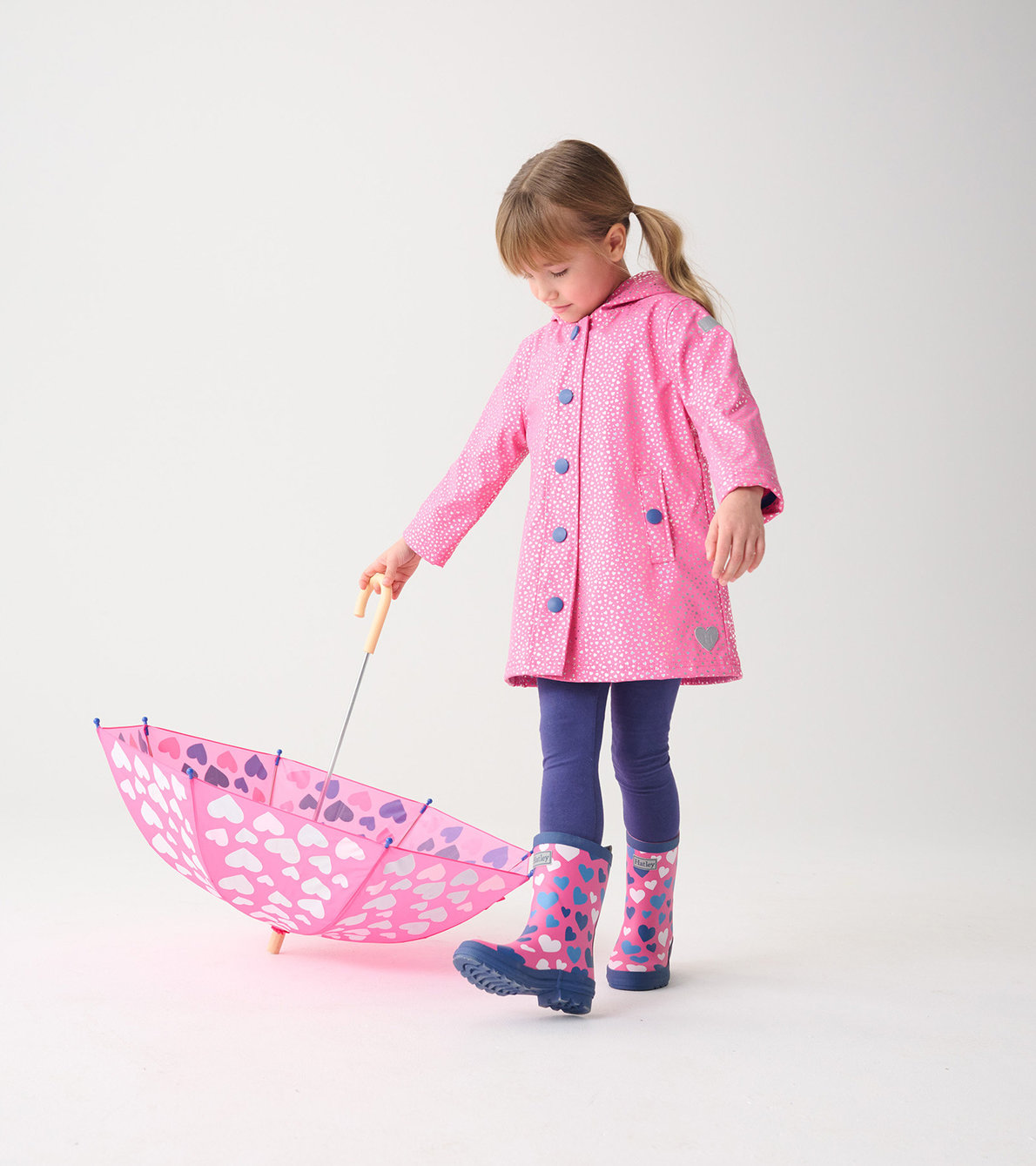 View larger image of Girls Glitter Hearts Button-Up Rain Jacket