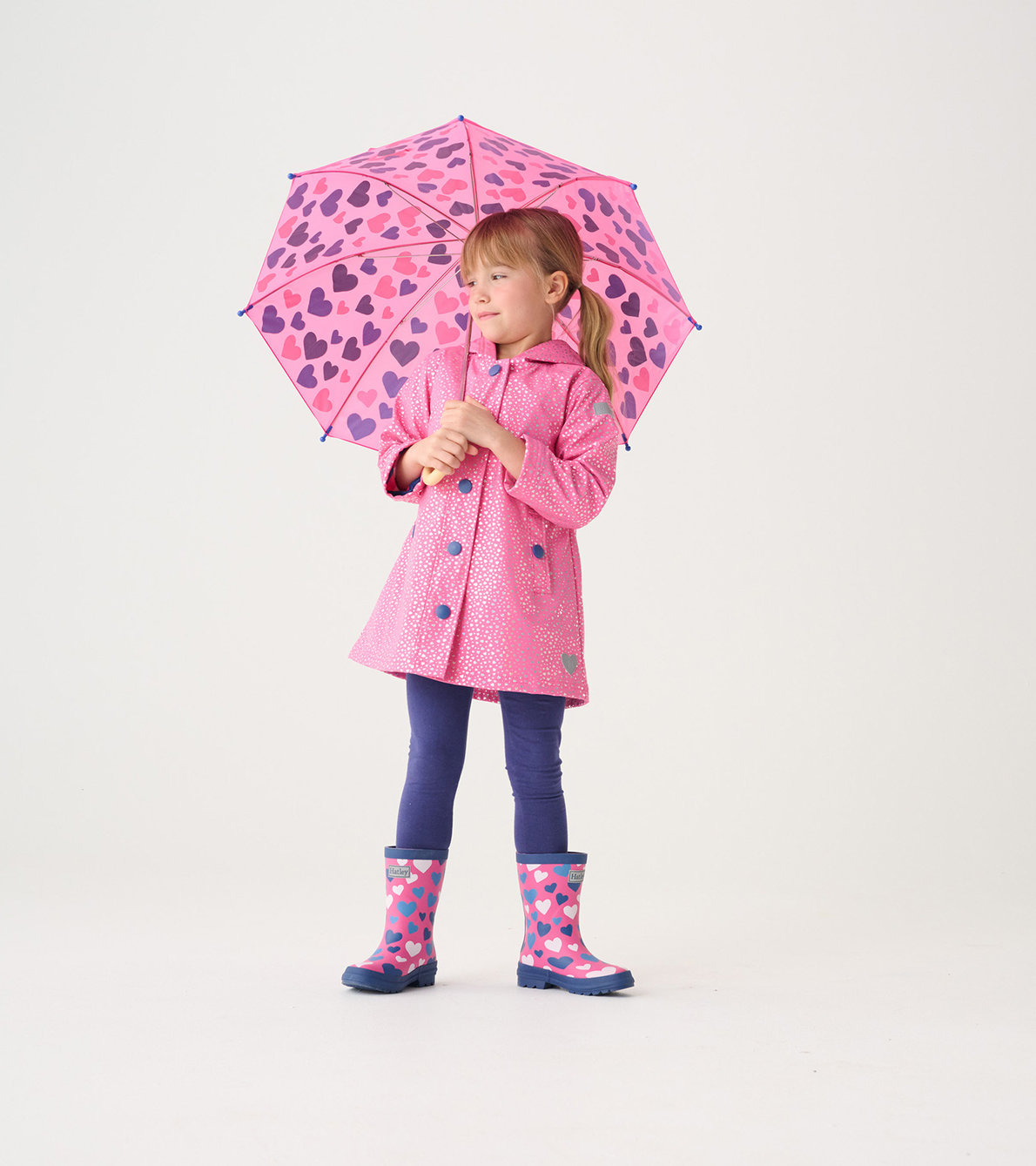 View larger image of Girls Glitter Hearts Button-Up Raincoat