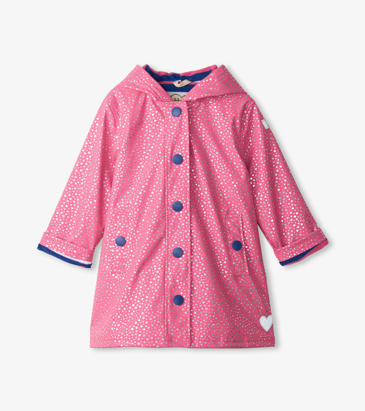 View larger image of Girls Glitter Hearts Button-Up Raincoat