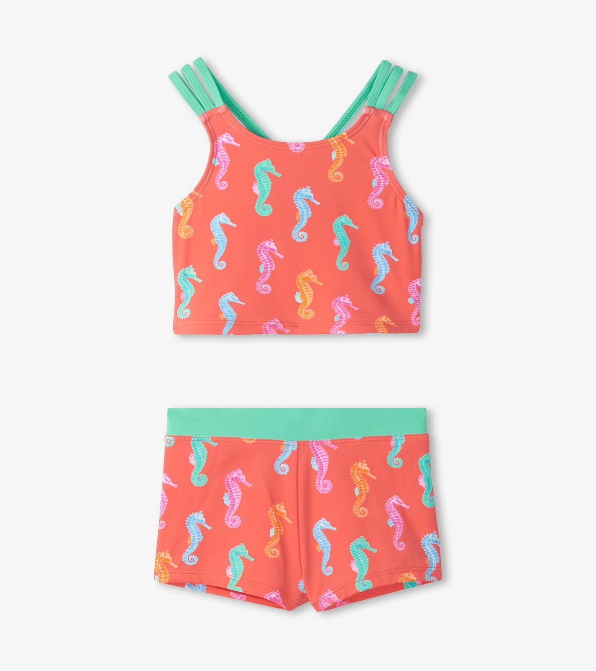 View larger image of Girls Painted Seahorse Two-Piece Crop Top Bikini Set