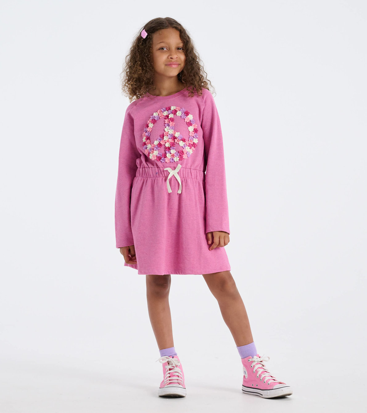 View larger image of Girls Peace Sign Waist Terry Dress