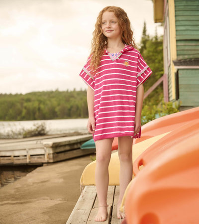 Girls Pink Paradise Hooded Cover-Up