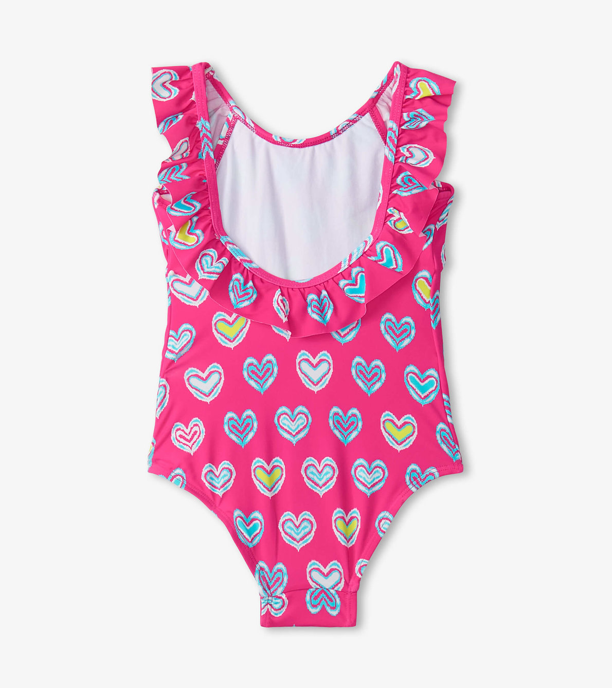 View larger image of Girls Pink Shibori Hearts Ruffle Sleeve Swimsuit