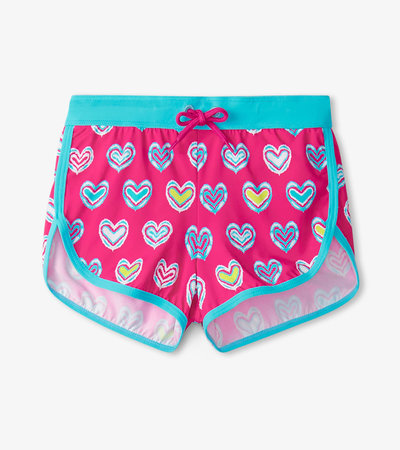 Girls Pink Shibori Swim Shorts