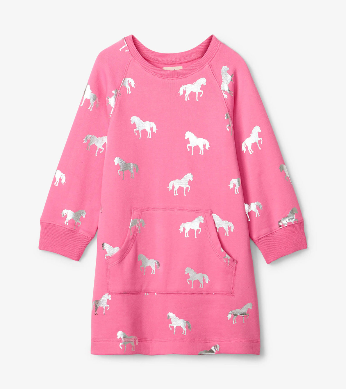 View larger image of Girls Pink & Silver Horse Sweater Dress