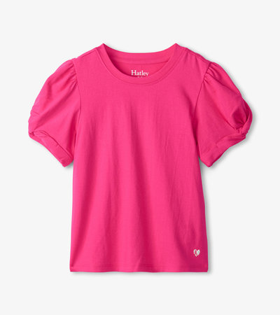 T-shirt à manches torsadées – Fuchsia