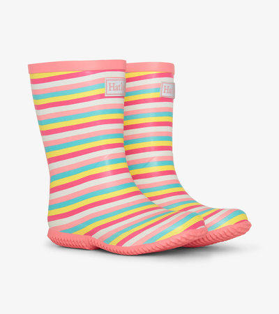 Girls Pretty Stripes Packable Rain Boots