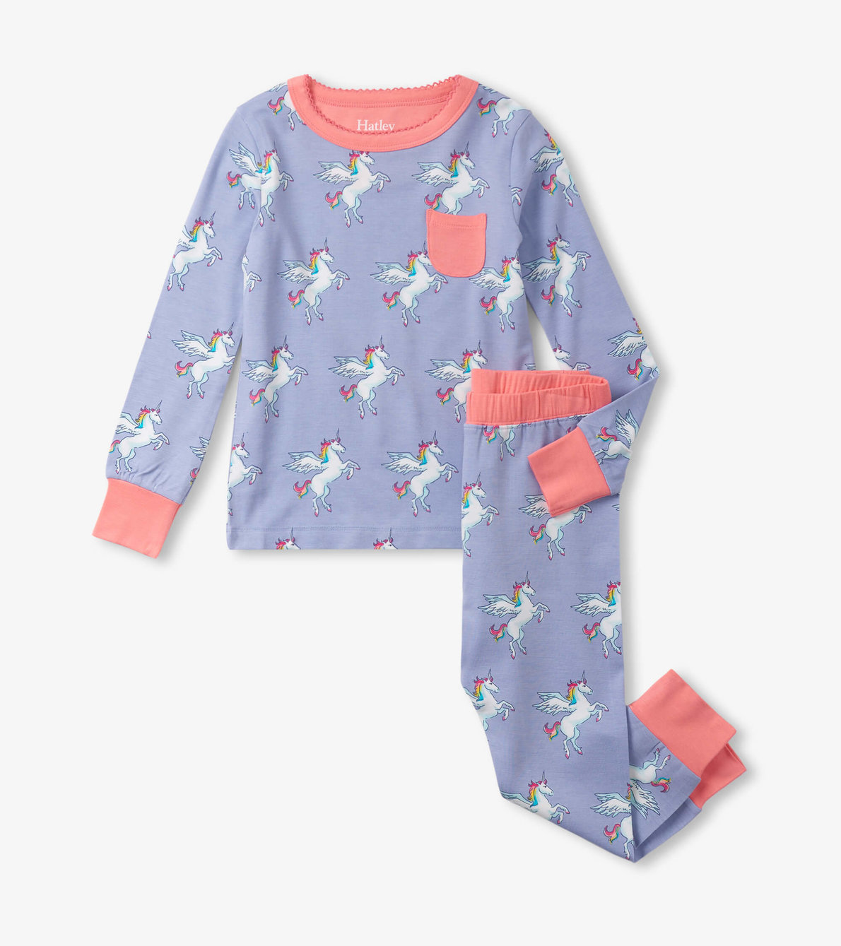 View larger image of Girls Rainbow Unicorn Bamboo Pajama Set