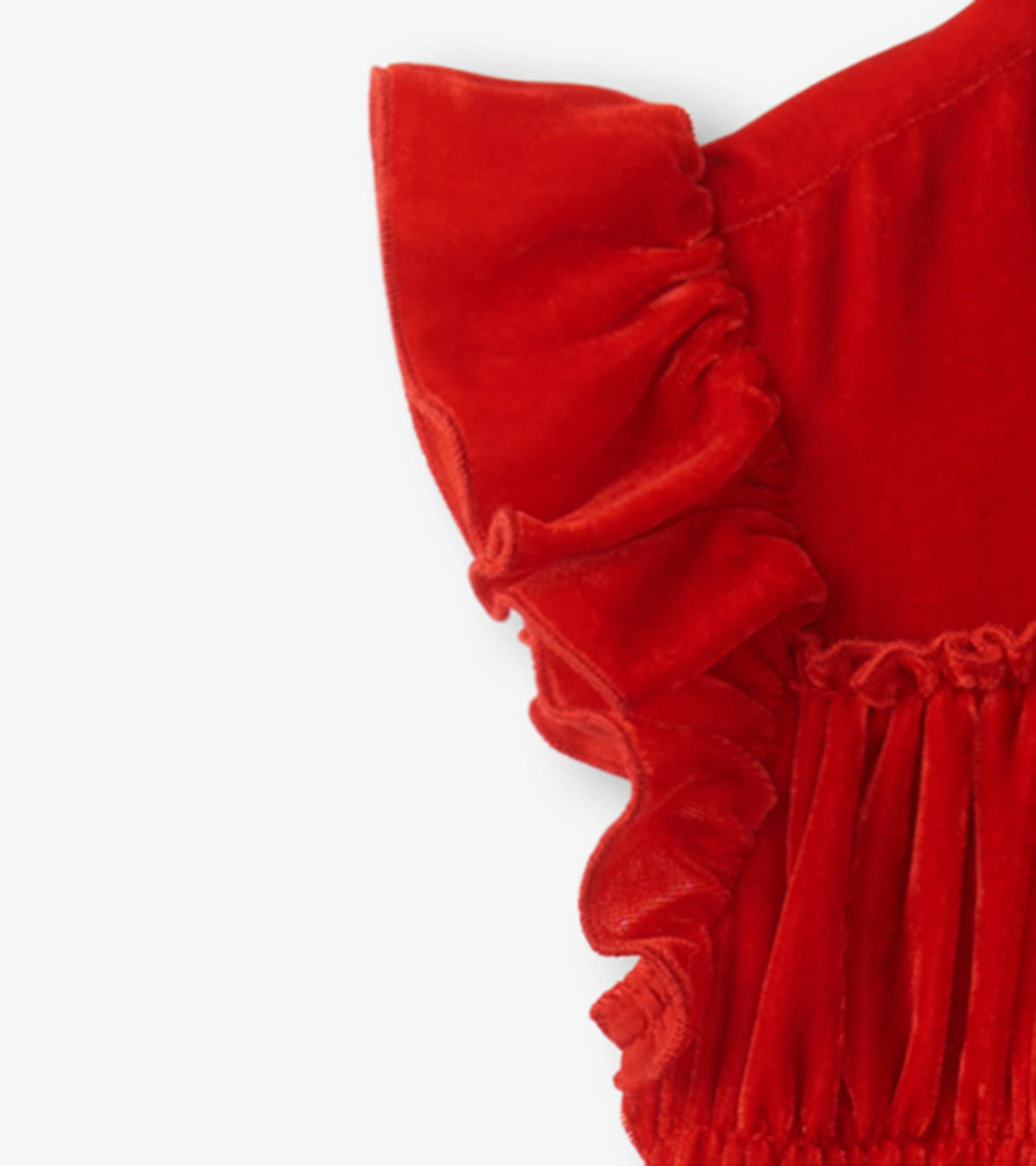 Agrandir l'image de Robe à panneaux froncés – Velours rouge