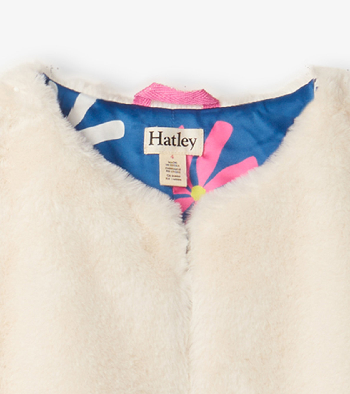 View larger image of Girls Sheer Pink Faux Fur Jacket