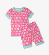 Girls Shibori Hearts Short Pajama Set