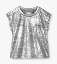 Girls Silver Shimmer Relaxed Hatley T-Shirt US 