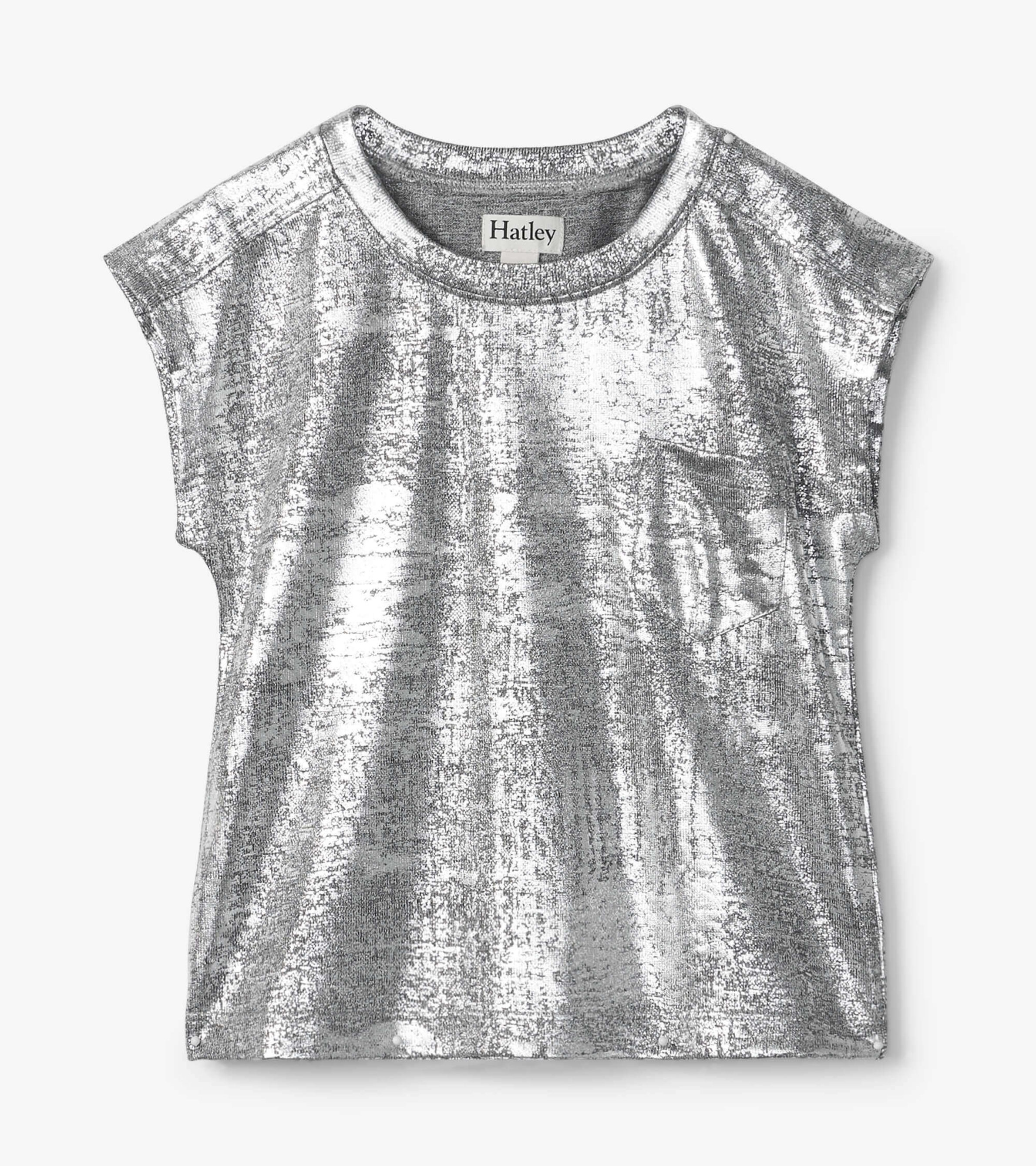 Girls Silver Shimmer Relaxed T-Shirt Hatley US 